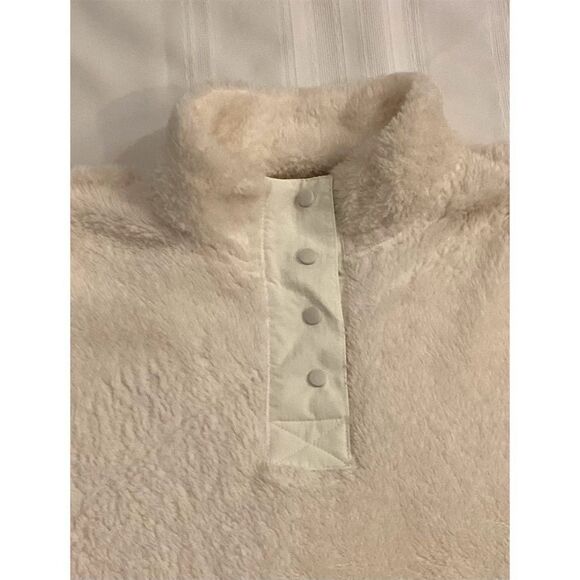 Eddie Bauer Women's White Sherpa Pullover  XL Stand Collar - Picture 3 of 6